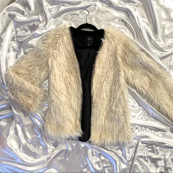 Ivory shaggy faux fur coat - Picture 3 of 4